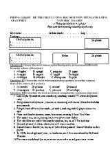 Đề kiểm tra chất lượng học kỳ II môn Tiếng Anh Lớp 8 - Năm học 2014-2015 - Phòng giáo dục và đào tạo Giao Thủy (Có đáp án)